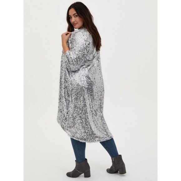 Torrid Silver Sequin Open Front Kimono - Picture 4 of 12